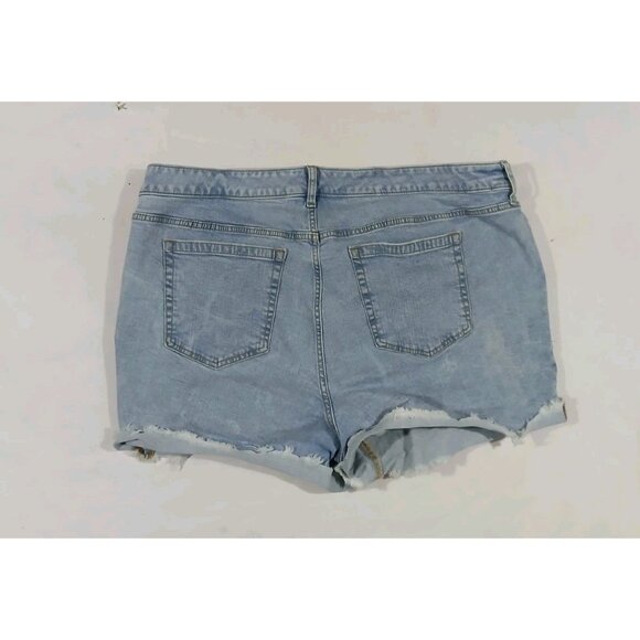 Torrid Mid Rise Mid Jean Shorts Cutoffs Size 22 Light Wash Vintage Stretch - Picture 7 of 9